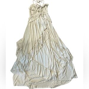 Chic Cream Ruffled Maxi Dress